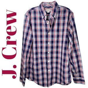 J. CREW FACTORY 100% Cotton Lightweight Summer Plaid Button Down Tailored Fit, M